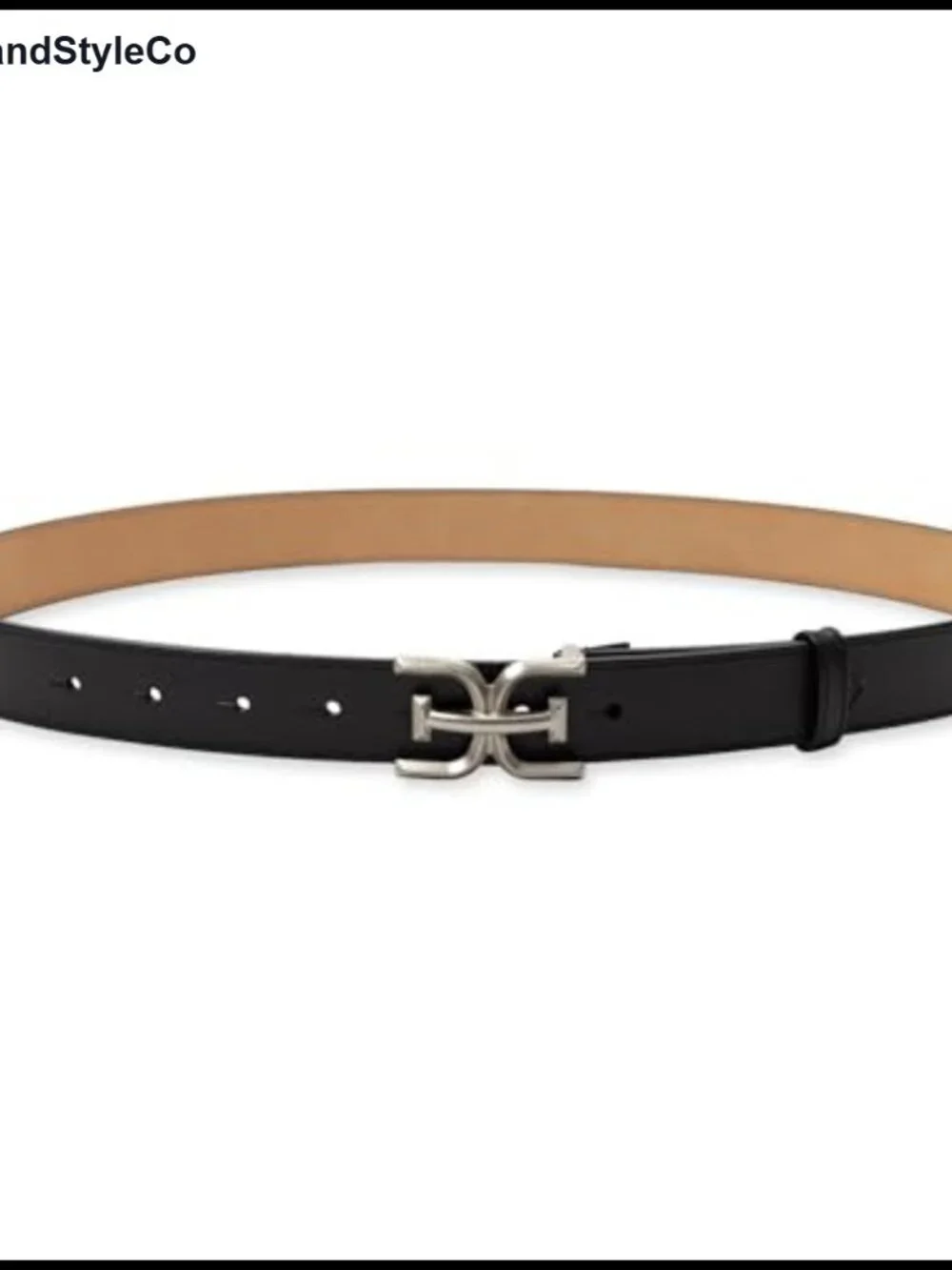 Slim 1.1in Belt with Double-E Logo Metal Buckle Casual Versatile Womens